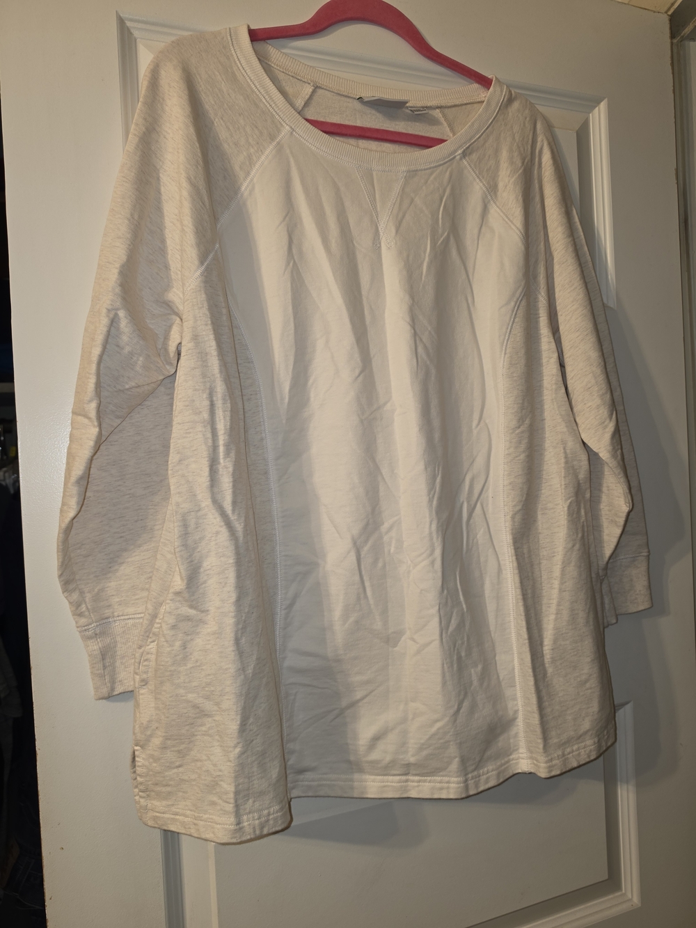Classic Long-Sleeve Crew Neck Top - Cream